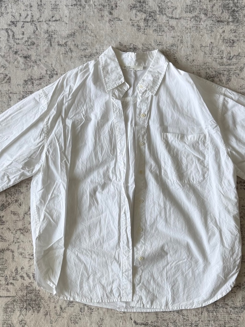 Oak + Fort | Oversized Poplin Shirt | White | Size Small
